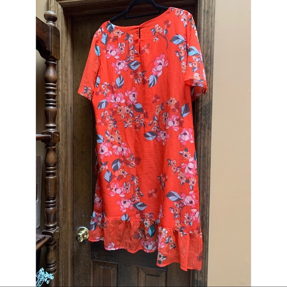 A new day red floral mini dress with ruffle - Picture 4 of 6